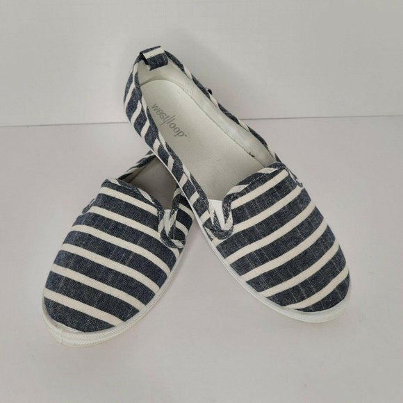 West Loop Womens size M (7-8) White w/ Grey Stripe - Picture 1 of 7